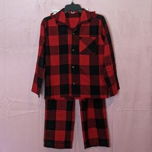 Old Navy Black and Red Plaid Button Up Shirt and Matching Pajama Pants Medium